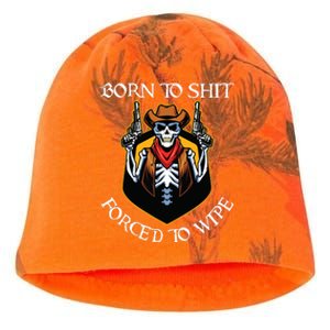 Born To Shit Forced To Wipe Funny Meme Kati - Camo Knit Beanie