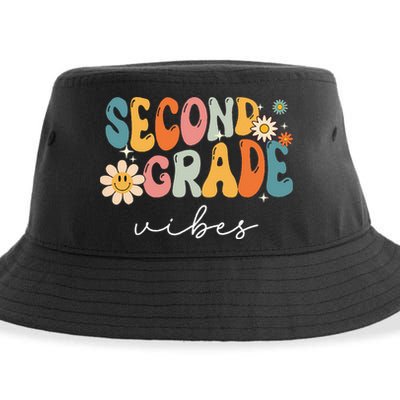 Back To School Second Grade Vibes Retro Teacher Sustainable Bucket Hat