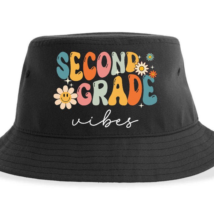 Back To School Second Grade Vibes Retro Teacher Sustainable Bucket Hat
