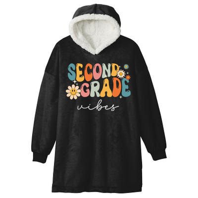 Back To School Second Grade Vibes Retro Teacher Hooded Wearable Blanket