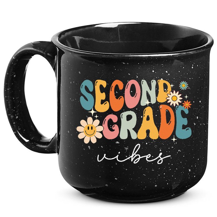 Back To School Second Grade Vibes Retro Teacher 15oz Campfire Ceramic Mug