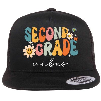 Back To School Second Grade Vibes Retro Teacher Flatbill Hat