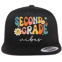 Back To School Second Grade Vibes Retro Teacher Flat Bill Trucker Hat