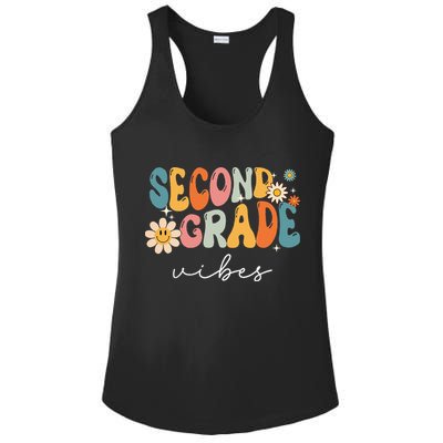 Back To School Second Grade Vibes Retro Teacher Ladies PosiCharge Competitor Racerback Tank