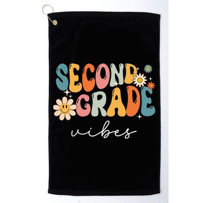 Back To School Second Grade Vibes Retro Teacher Golf Towel
