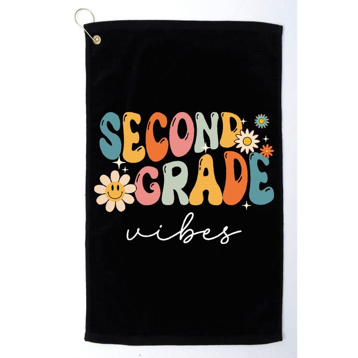 Back To School Second Grade Vibes Retro Teacher Golf Towel
