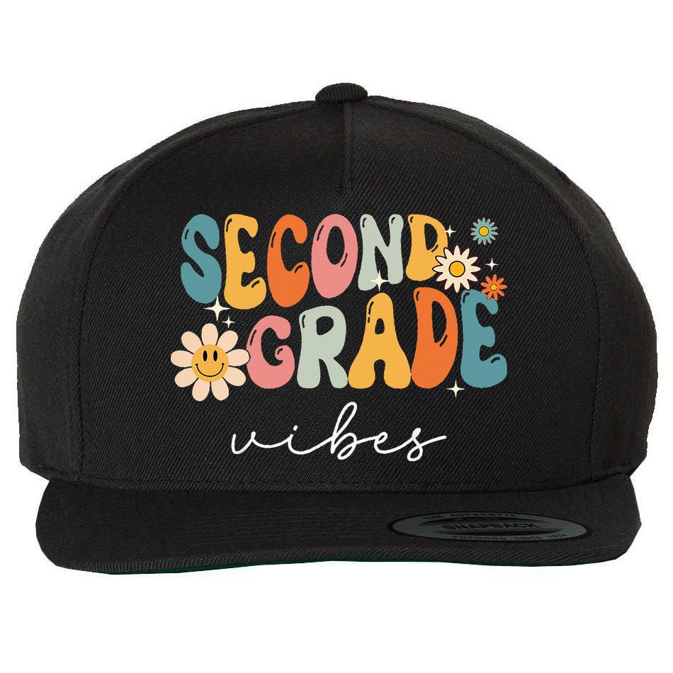 Back To School Second Grade Vibes Retro Teacher Wool Snapback Cap