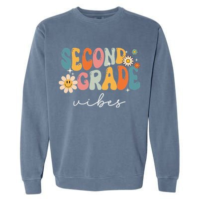 Back To School Second Grade Vibes Retro Teacher Garment-Dyed Sweatshirt