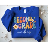 Back To School Second Grade Vibes Retro Teacher Sweatshirt