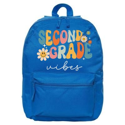 Back To School Second Grade Vibes Retro Teacher 16 in Basic Backpack