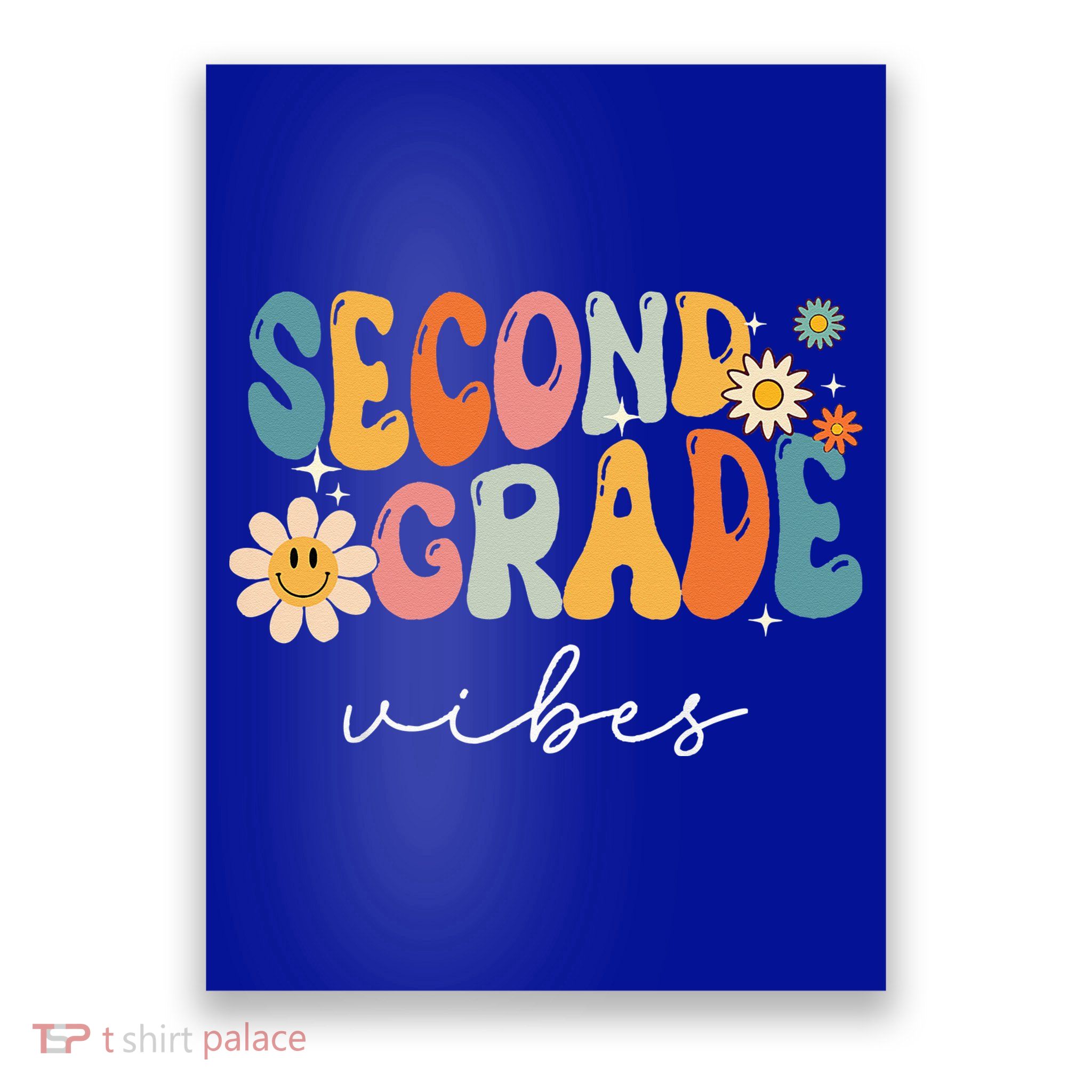 Back To School Second Grade Vibes Retro Teacher Poster