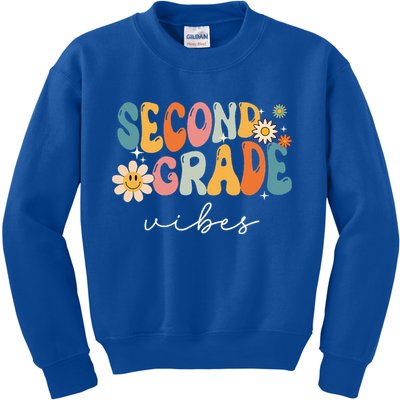 Back To School Second Grade Vibes Retro Teacher Kids Sweatshirt