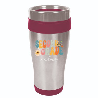 Back To School Second Grade Vibes Retro Teacher 16oz Travel Tumbler