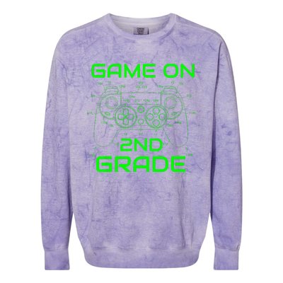 Back To School Game On 2nd Grade Funny Gamer Colorblast Crewneck Sweatshirt