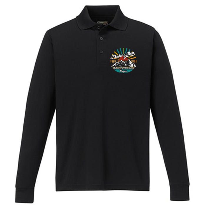 Back To School Kindergarten Where Adventure Begins Performance Long Sleeve Polo