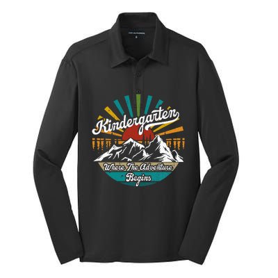 Back To School Kindergarten Where Adventure Begins Silk Touch Performance Long Sleeve Polo