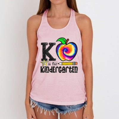 Back To School Hello Kindergarten Leopard Tie Dye Pencil Gift Women's Knotted Racerback Tank