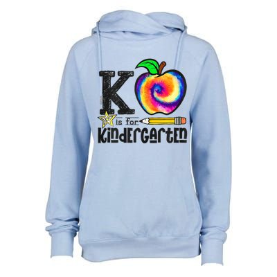 Back To School Hello Kindergarten Leopard Tie Dye Pencil Gift Womens Funnel Neck Pullover Hood