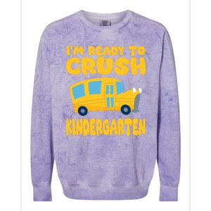 Back To School First Day Of Kindergarten School Bus Funny Colorblast Crewneck Sweatshirt