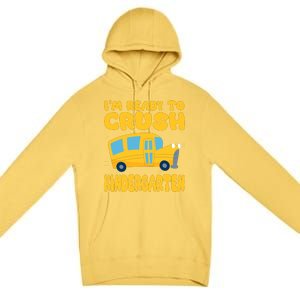 Back To School First Day Of Kindergarten School Bus Funny Premium Pullover Hoodie