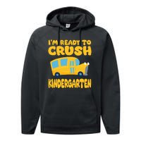 Back To School First Day Of Kindergarten School Bus Funny Performance Fleece Hoodie