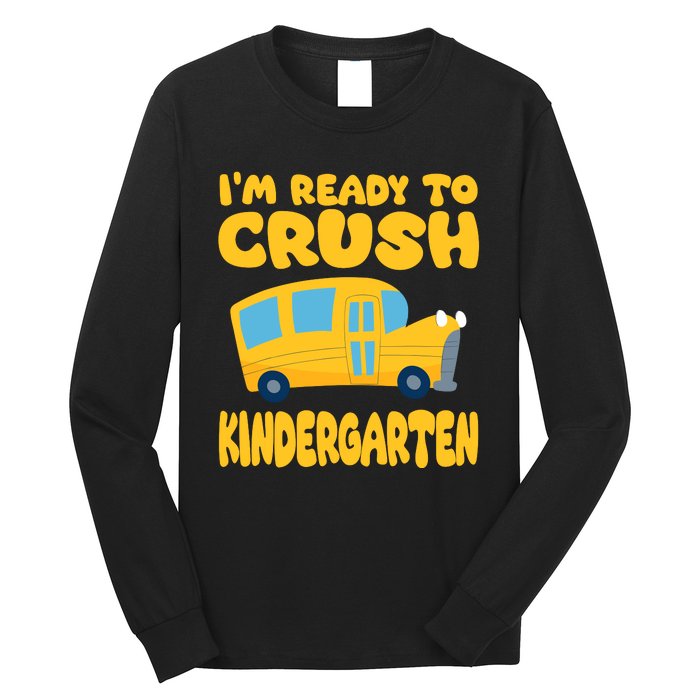 Back To School First Day Of Kindergarten School Bus Funny Long Sleeve Shirt