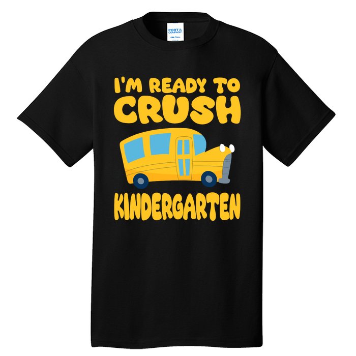 Back To School First Day Of Kindergarten School Bus Funny Tall T-Shirt