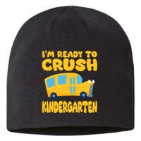 Back To School First Day Of Kindergarten School Bus Funny Sustainable Beanie