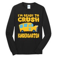 Back To School First Day Of Kindergarten School Bus Funny Tall Long Sleeve T-Shirt