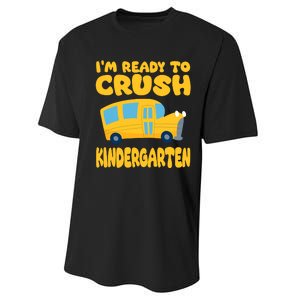 Back To School First Day Of Kindergarten School Bus Funny Performance Sprint T-Shirt