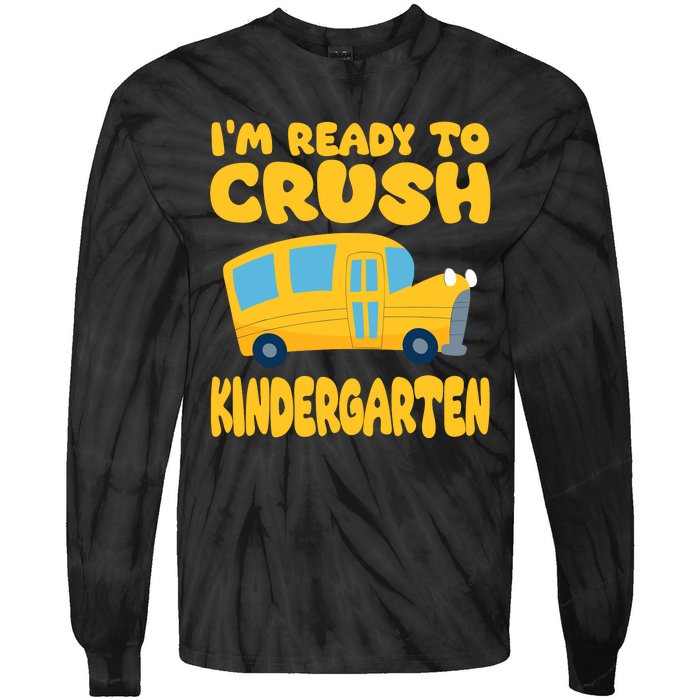 Back To School First Day Of Kindergarten School Bus Funny Tie-Dye Long Sleeve Shirt