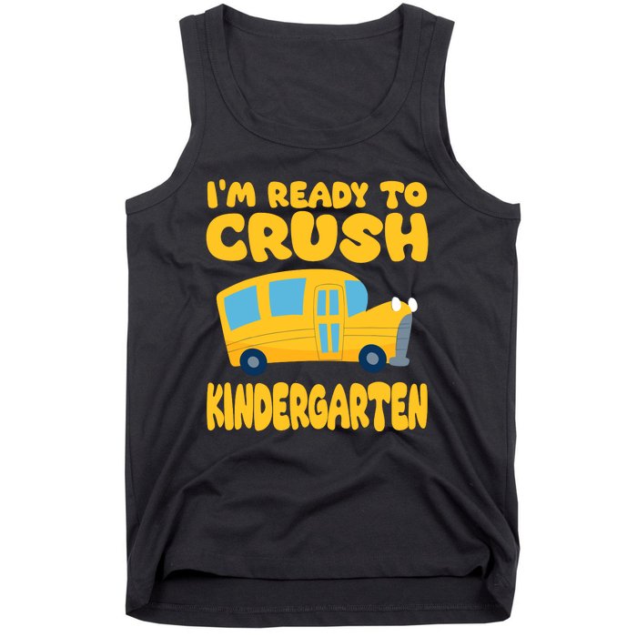 Back To School First Day Of Kindergarten School Bus Funny Tank Top