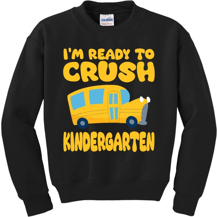 Back To School First Day Of Kindergarten School Bus Funny Kids Sweatshirt