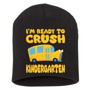 Back To School First Day Of Kindergarten School Bus Funny Short Acrylic Beanie