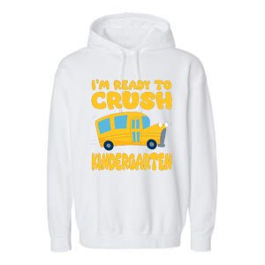 Back To School First Day Of Kindergarten School Bus Funny Garment-Dyed Fleece Hoodie