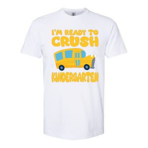 Back To School First Day Of Kindergarten School Bus Funny Softstyle CVC T-Shirt