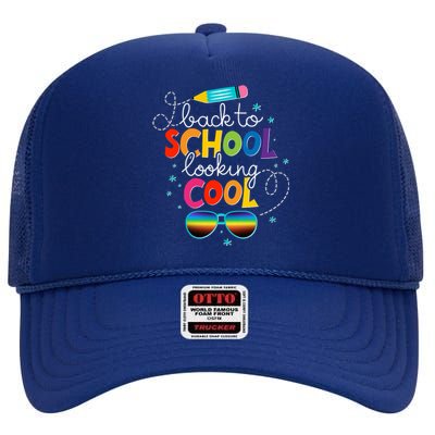 Back To School Looking Cool High Crown Mesh Back Trucker Hat