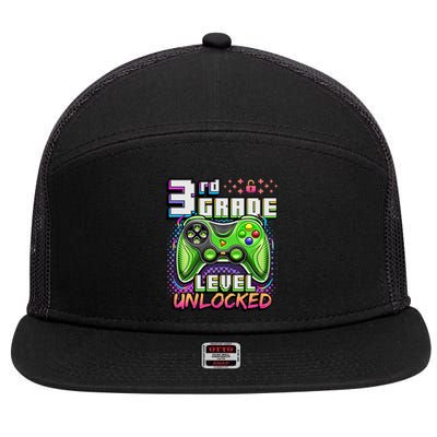 Back To School 3rd Grade Gamer First Day School Level 7 Panel Mesh Trucker Snapback Hat