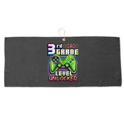 Back To School 3rd Grade Gamer First Day School Level Large Microfiber Waffle Golf Towel