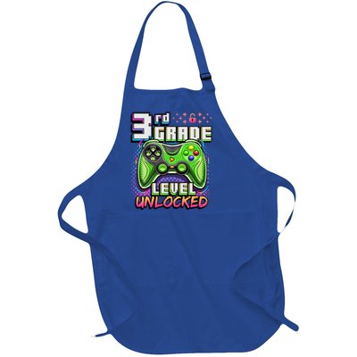 Back To School 3rd Grade Gamer First Day School Level Full-Length Apron With Pockets