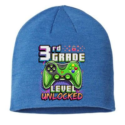 Back To School 3rd Grade Gamer First Day School Level Sustainable Beanie