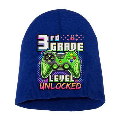 Back To School 3rd Grade Gamer First Day School Level Short Acrylic Beanie