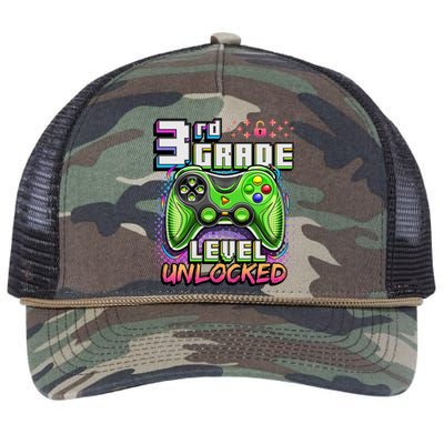 Back To School 3rd Grade Gamer First Day School Level Retro Rope Trucker Hat Cap