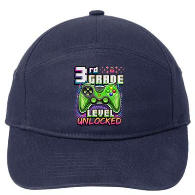 Back To School 3rd Grade Gamer First Day School Level 7-Panel Snapback Hat