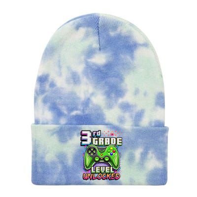 Back To School 3rd Grade Gamer First Day School Level Tie Dye 12in Knit Beanie