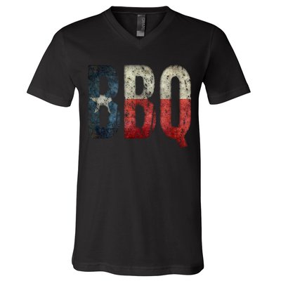 BBQ Texas State Flag Barbecue V-Neck T-Shirt