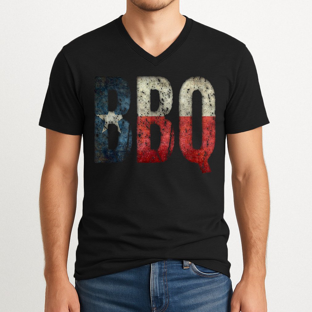 BBQ Texas State Flag Barbecue V-Neck T-Shirt