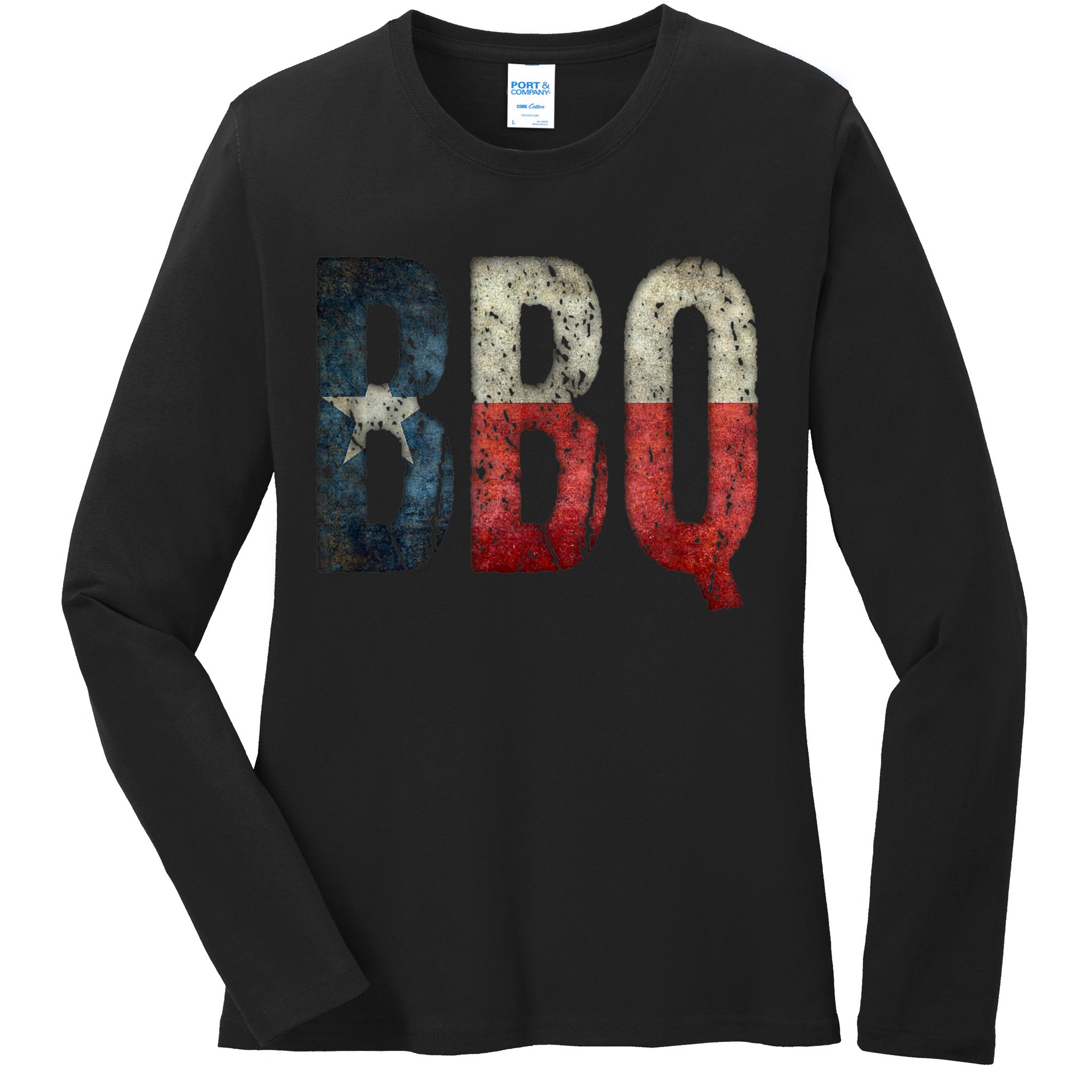 BBQ Texas State Flag Barbecue Ladies Long Sleeve Shirt