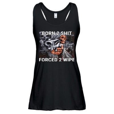 Born To Shit, Forced To Wipe Funny Meme Ladies Essential Flowy Tank