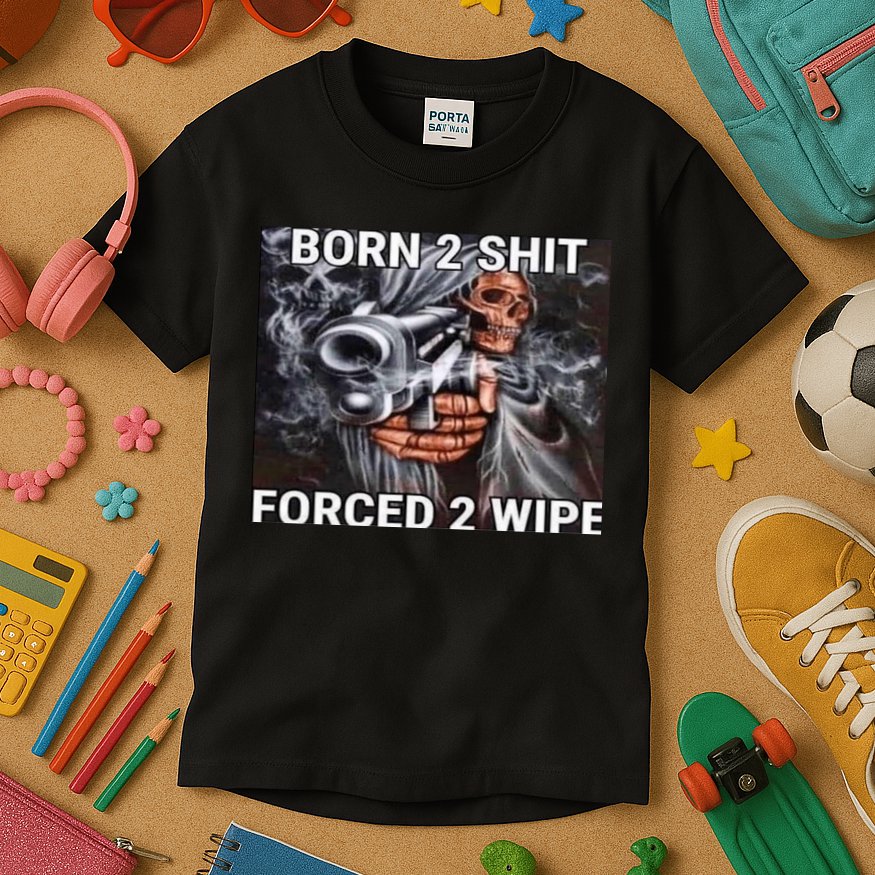 Born To Shit, Forced To Wipe Funny Meme Kids T-Shirt